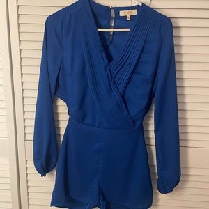 Blue open back romper